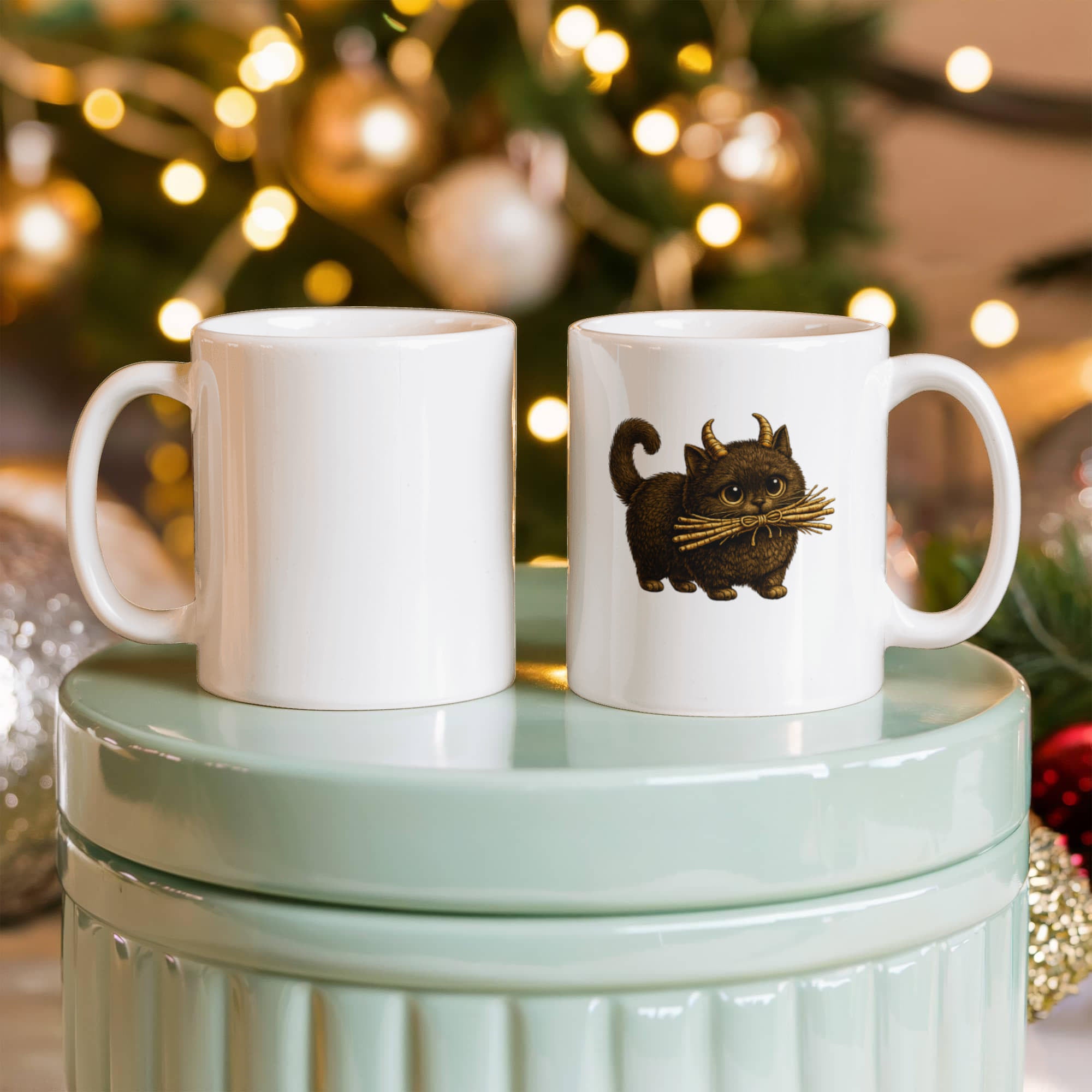 Cute Krampus Cat Mug, Baby Krampus Kitten Coffee Cup,Gothic Christmas Gift
