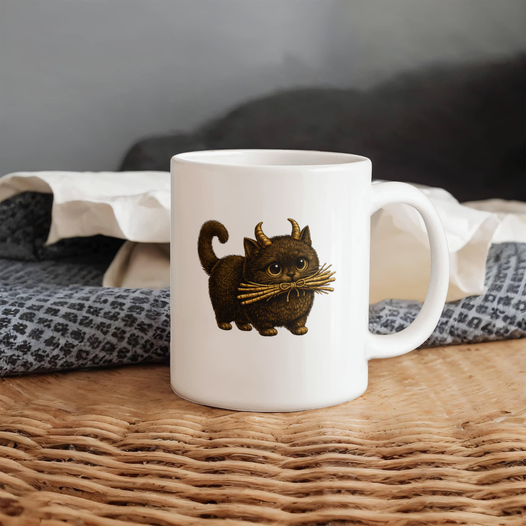 Cute Krampus Cat Mug, Baby Krampus Kitten Coffee Cup,Gothic Christmas Gift