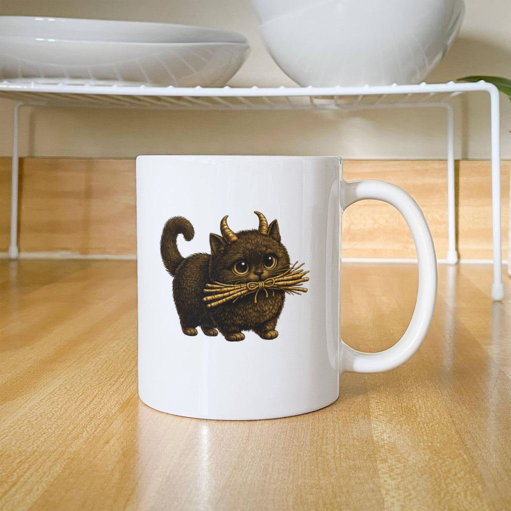 Cute Krampus Cat Mug, Baby Krampus Kitten Coffee Cup,Gothic Christmas Gift