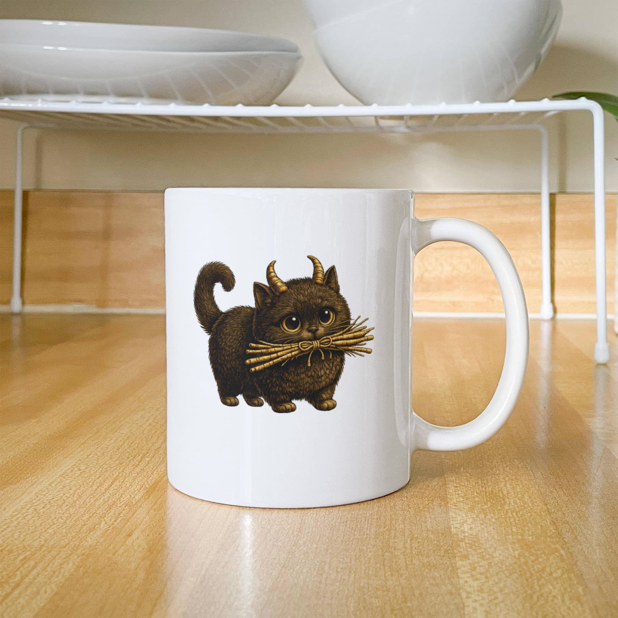 Cute Krampus Cat Mug, Baby Krampus Kitten Coffee Cup,Gothic Christmas Gift