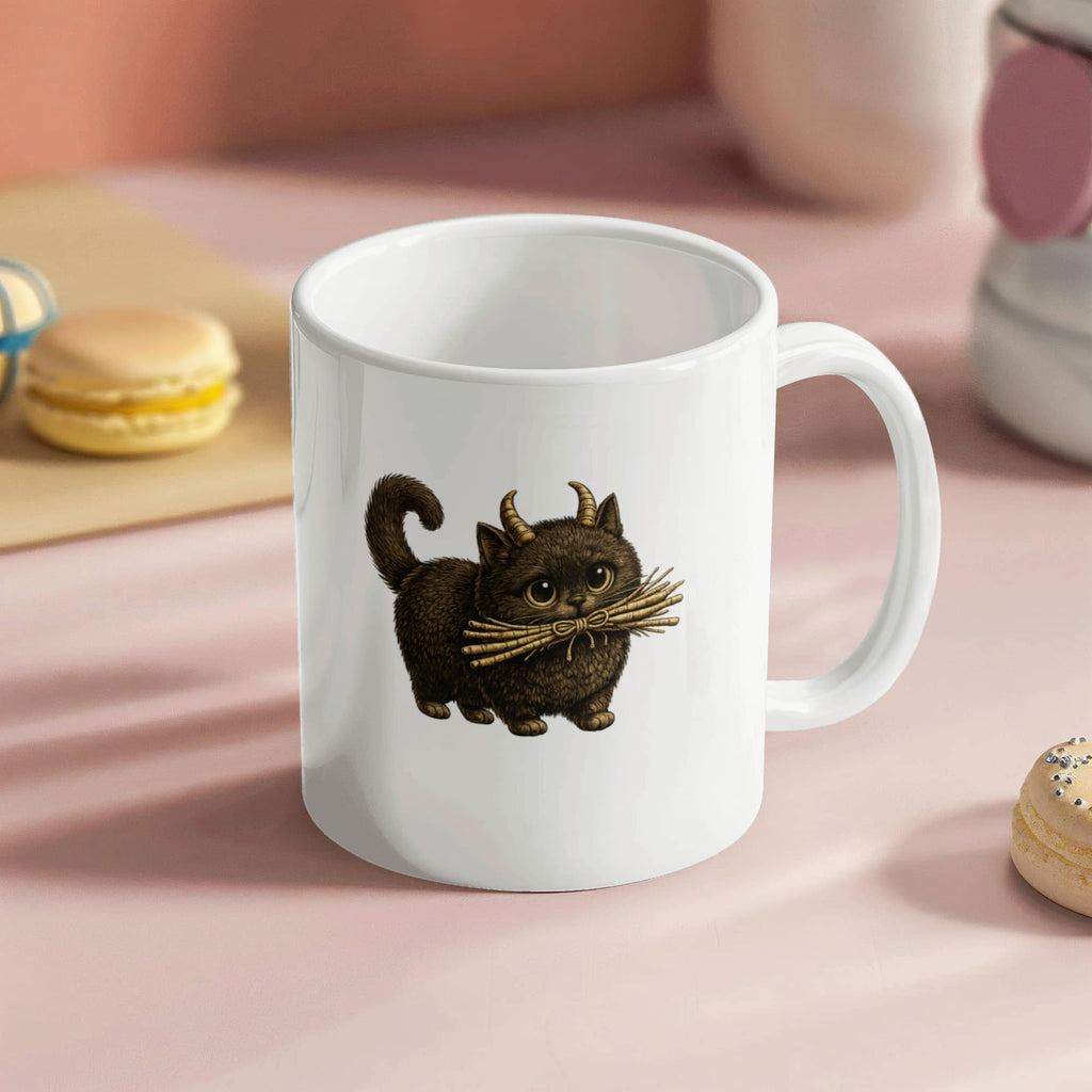 Cute Krampus Cat Mug, Baby Krampus Kitten Coffee Cup,Gothic Christmas Gift