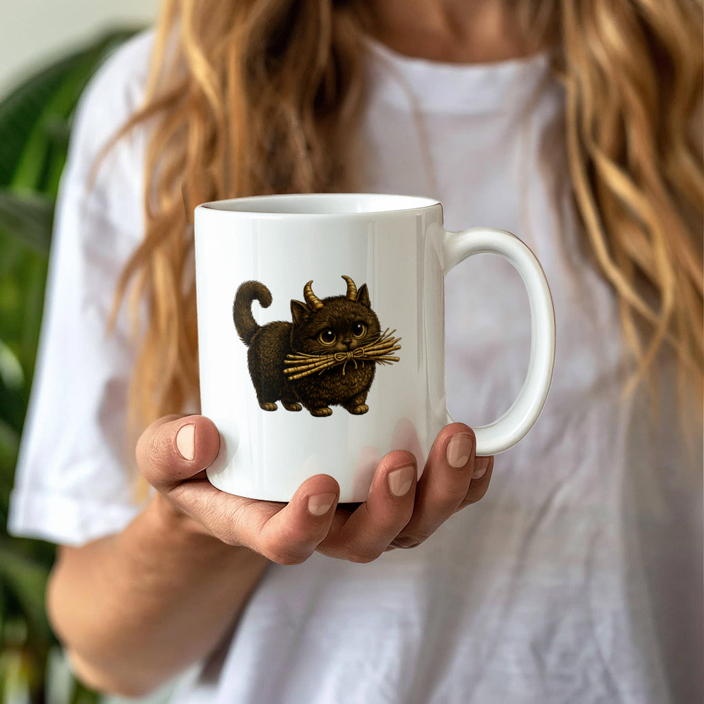 Cute Krampus Cat Mug, Baby Krampus Kitten Coffee Cup,Gothic Christmas Gift