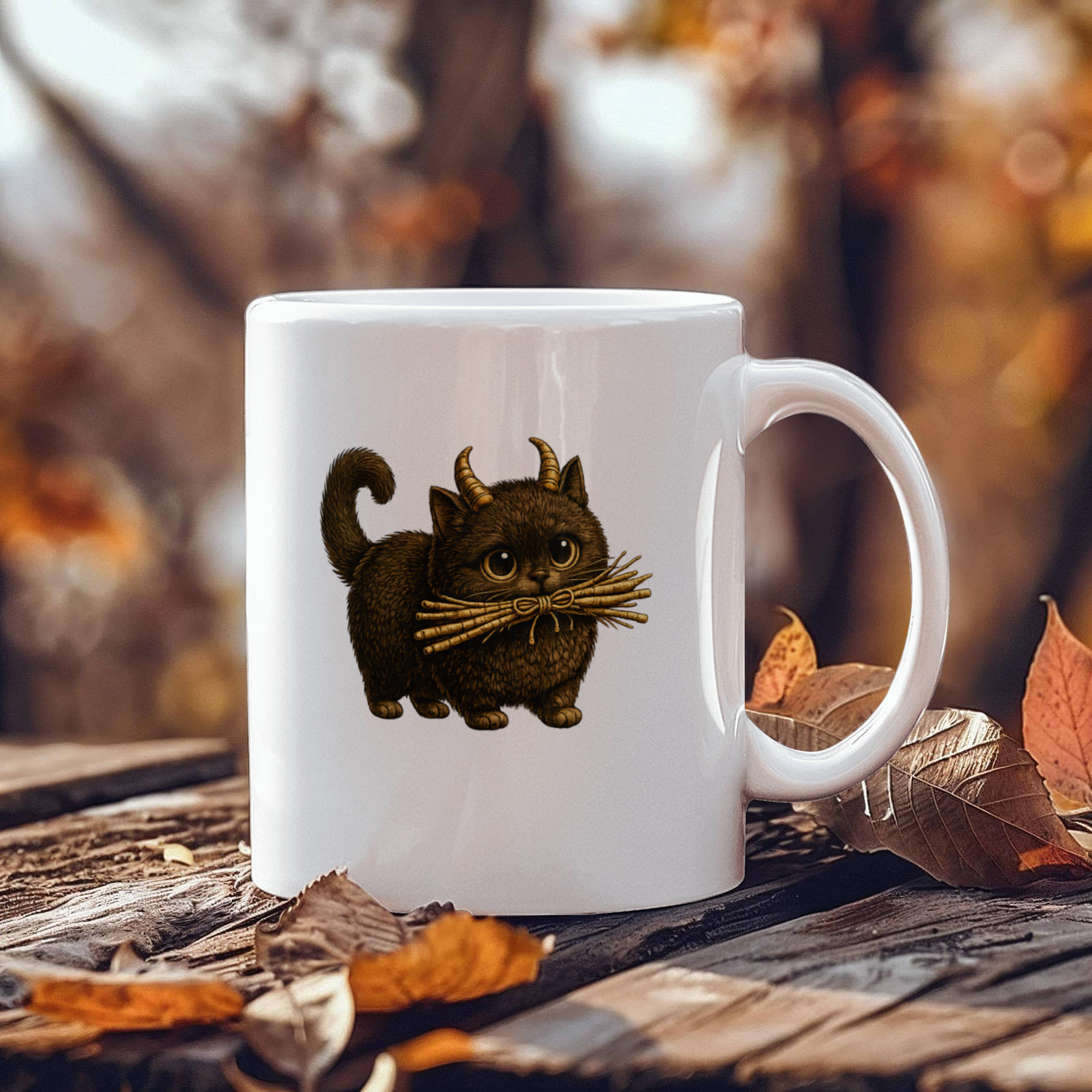 Cute Krampus Cat Mug, Baby Krampus Kitten Coffee Cup,Gothic Christmas Gift